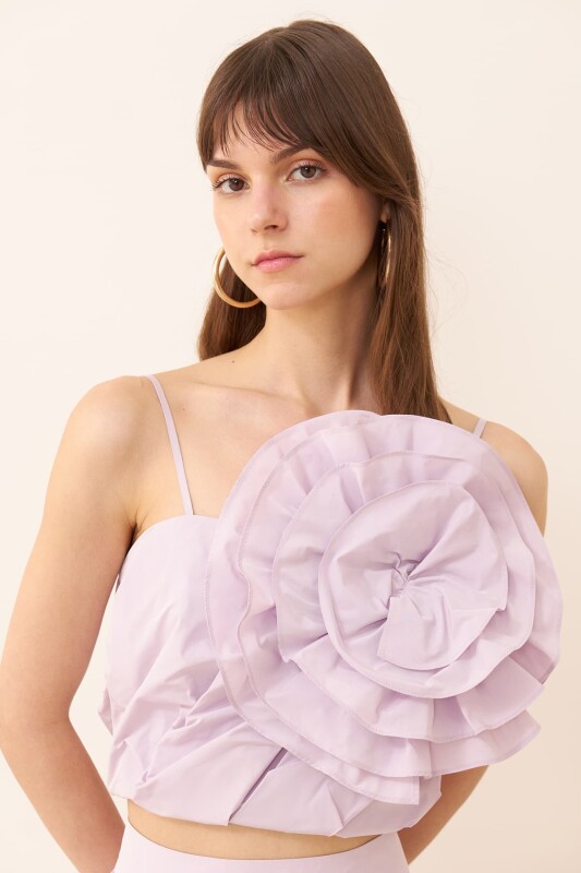 Thin Strap Taffeta Bustier Lilac - 4