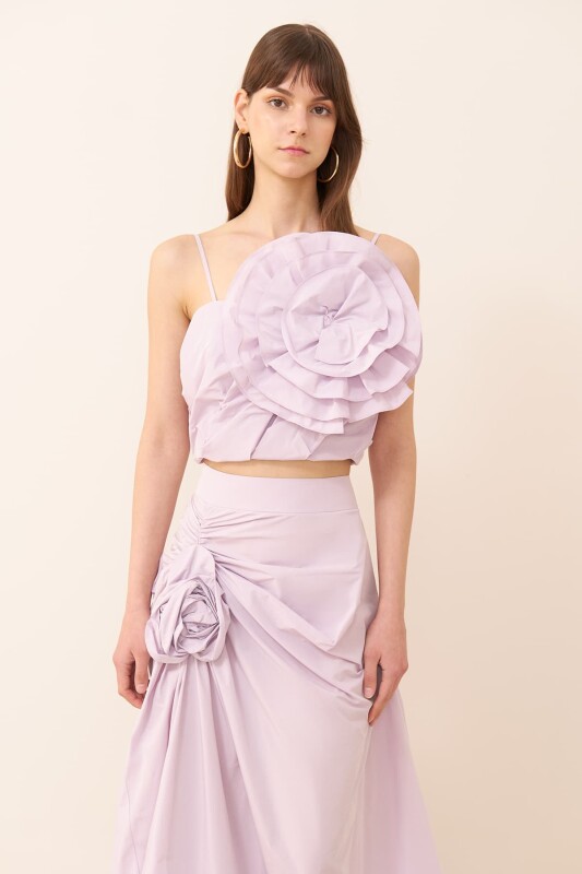 Thin Strap Taffeta Bustier Lilac - 3