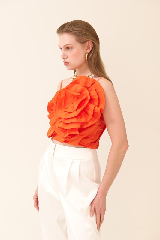 Thin Strap Taffeta Bustier Orange - 4
