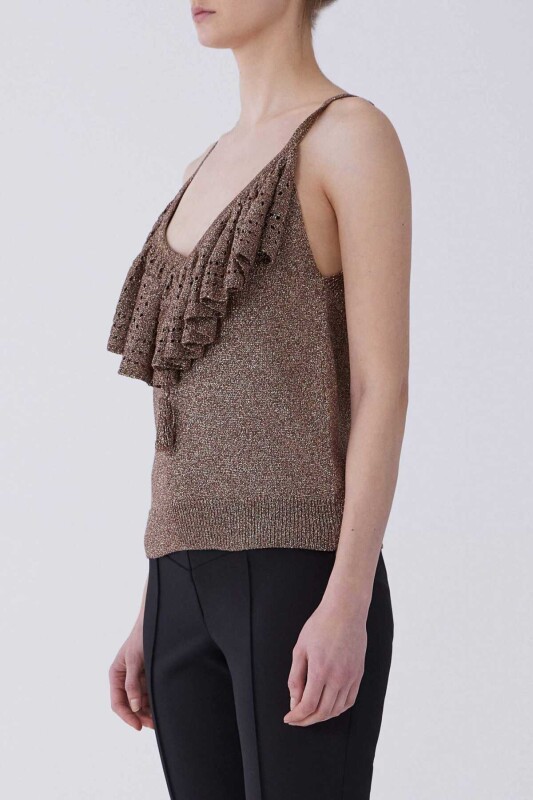 İp Askılı Volanlı Triko Bronz Gold - 3