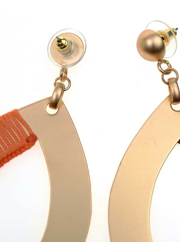 İp Sarmalı Oval Gold Küpe Standart Renk - 2