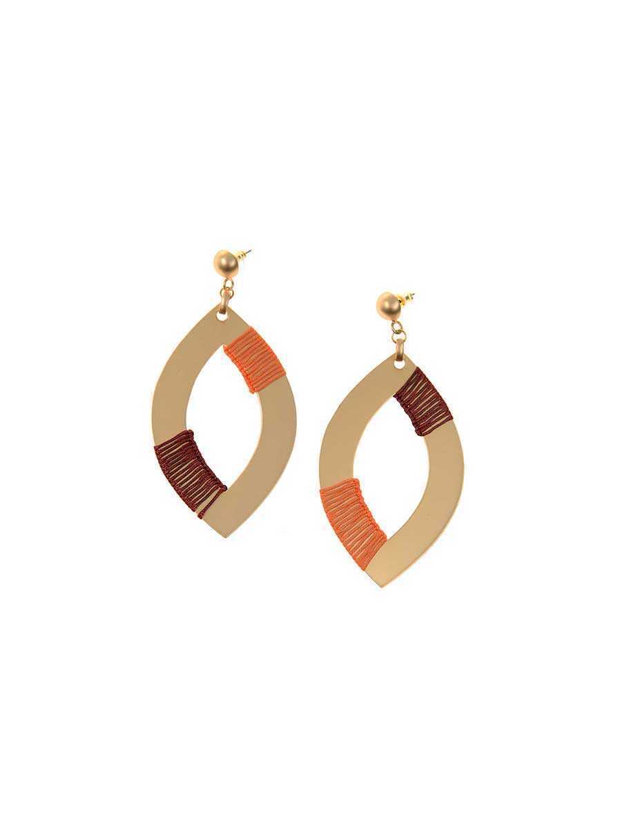İp Sarmalı Oval Gold Küpe Standart Renk