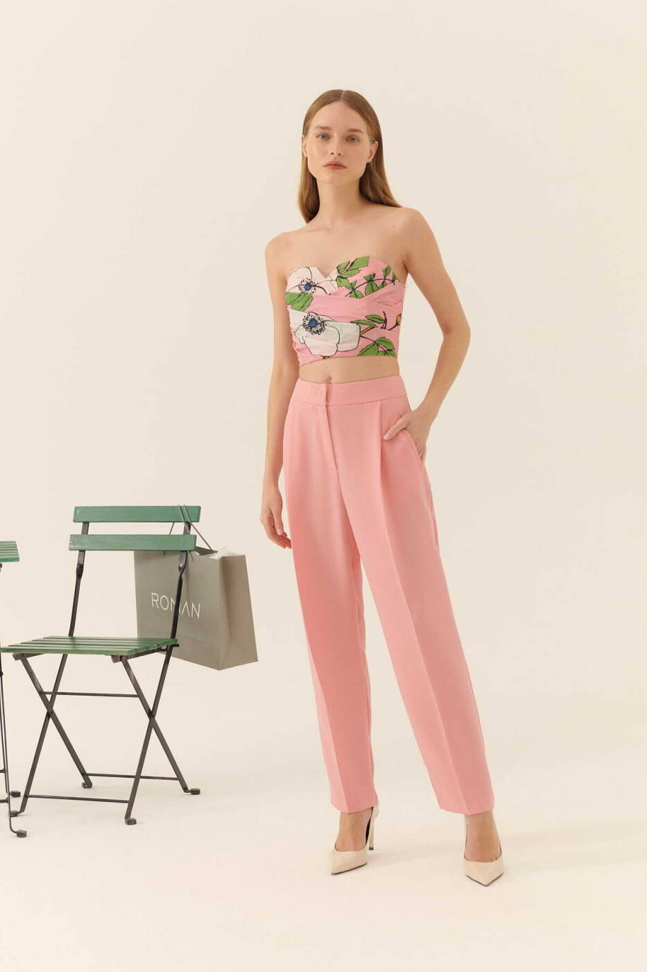  İpek Krep Havuç Kadın Pantolon Pembe - 1