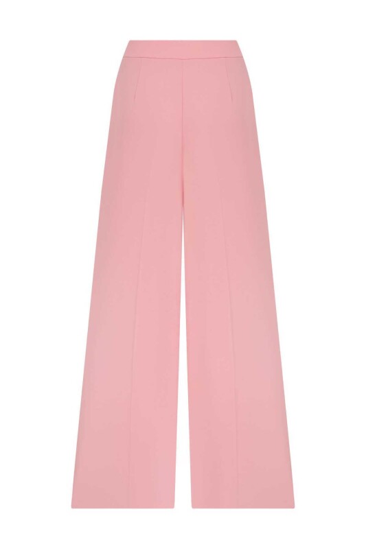  İpek Krep Palazzo Kadın Pantolon Pembe - 5