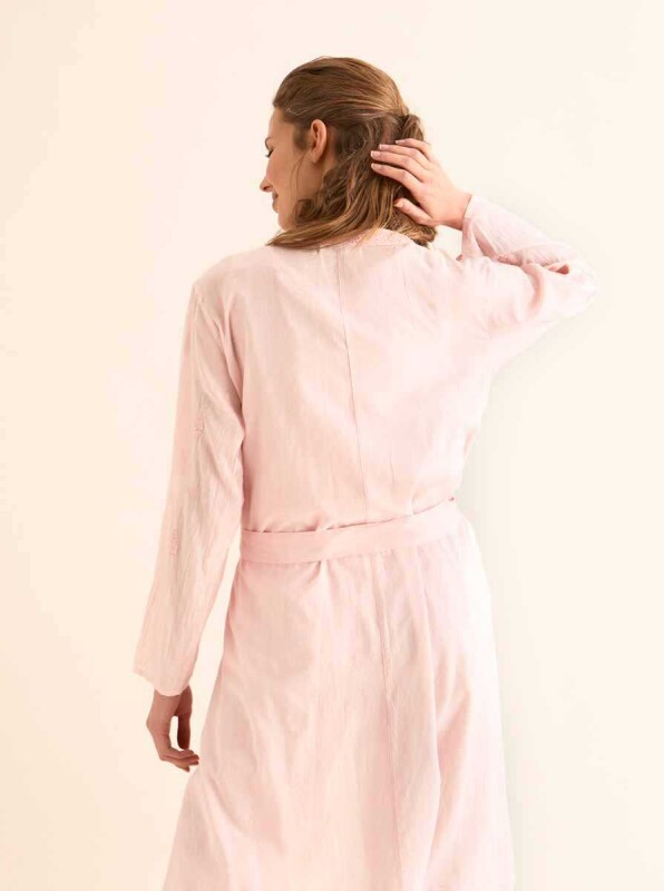 İşlemeli Açık Kimono Pembe - Roman (1)