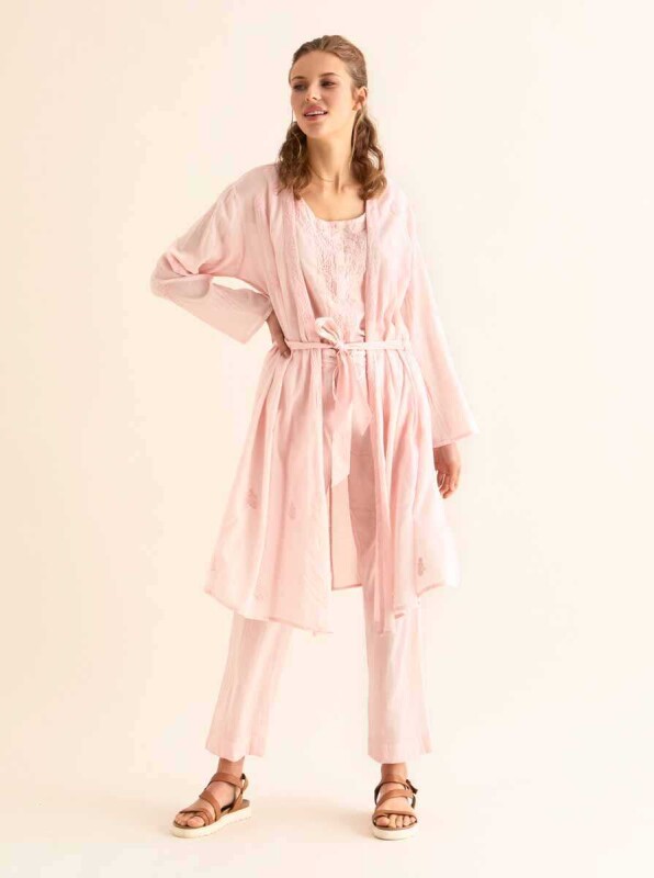 Embroidered Kimono Pink - 3