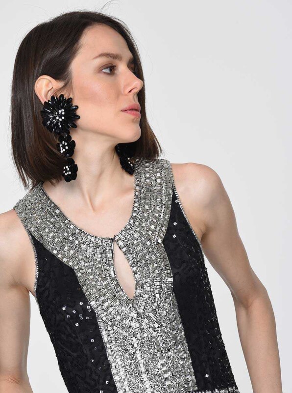 İşlemeli Gece Elbisesi Standart Renk - 4