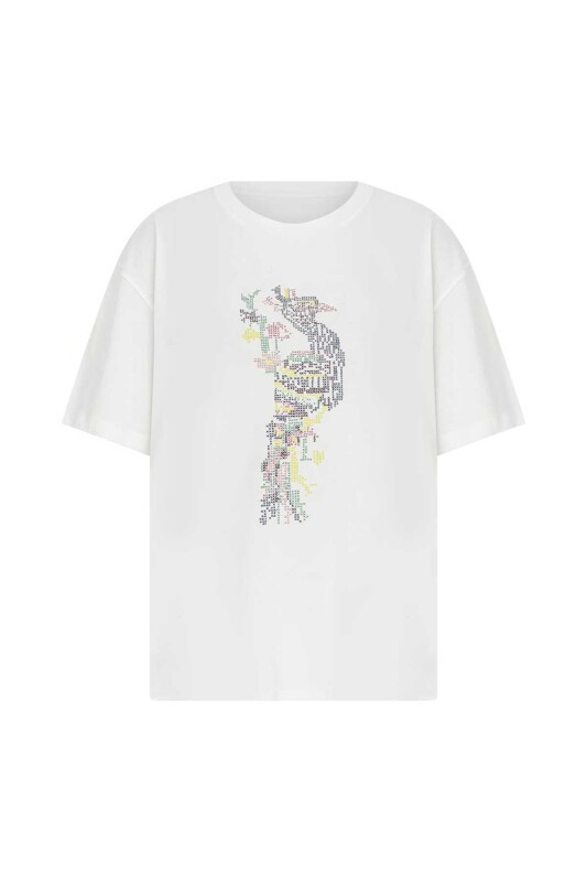  İşlemeli Kadın Tişört Standart Renk - 4