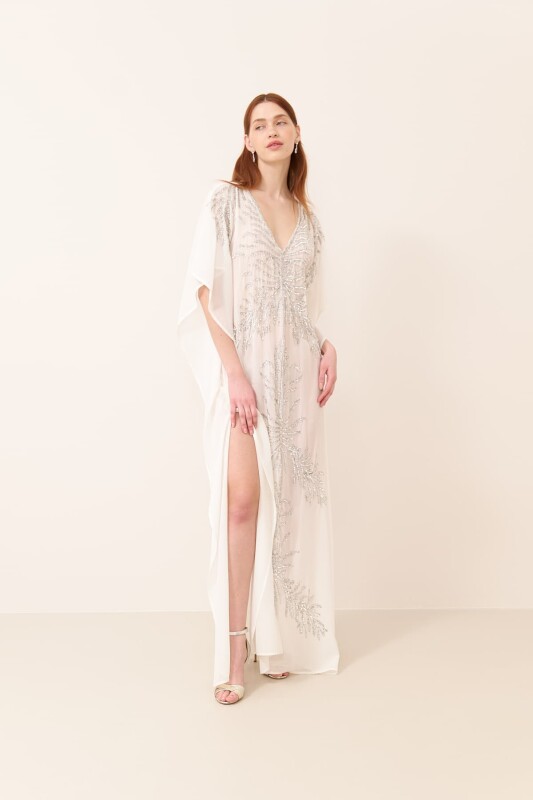 İşlemeli Maksi Boy Elbise Standart Renk - 4