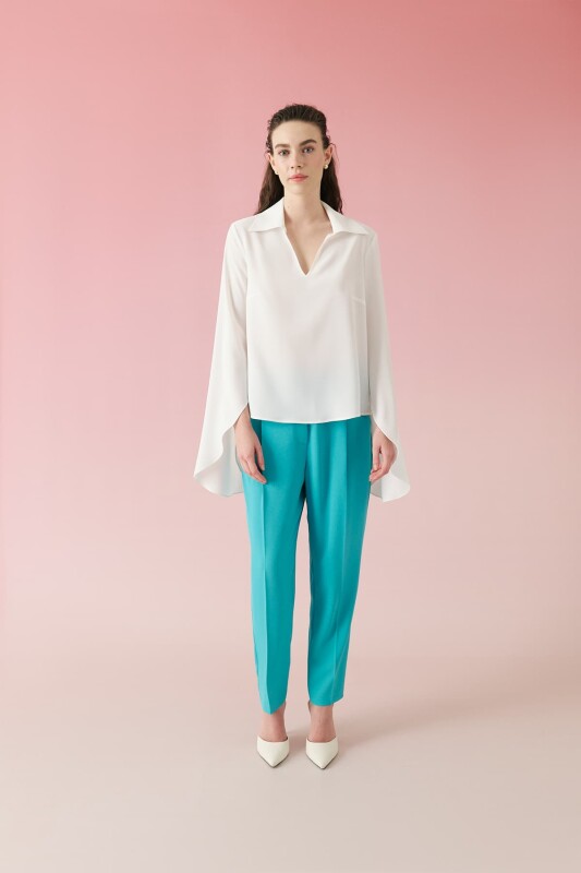 Spanish Sleeve Crepe Blouse White - 3