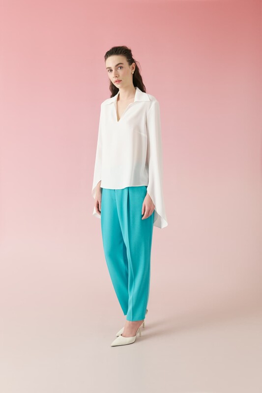 Spanish Sleeve Crepe Blouse White - 4