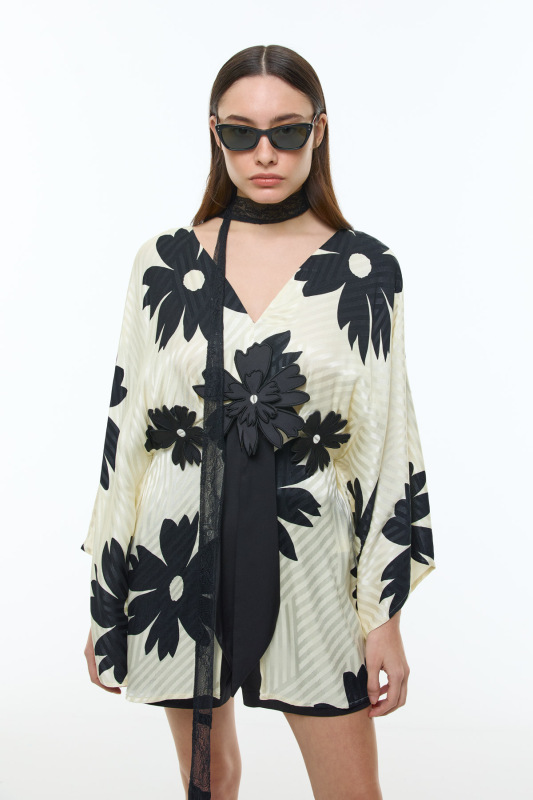 İspanyol Kol Saten Tunik Standart Renk - Roman