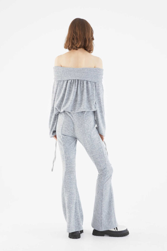  İspanyol Paça Kadın Eşofman Altı Gri - Melanj - Roman (1)