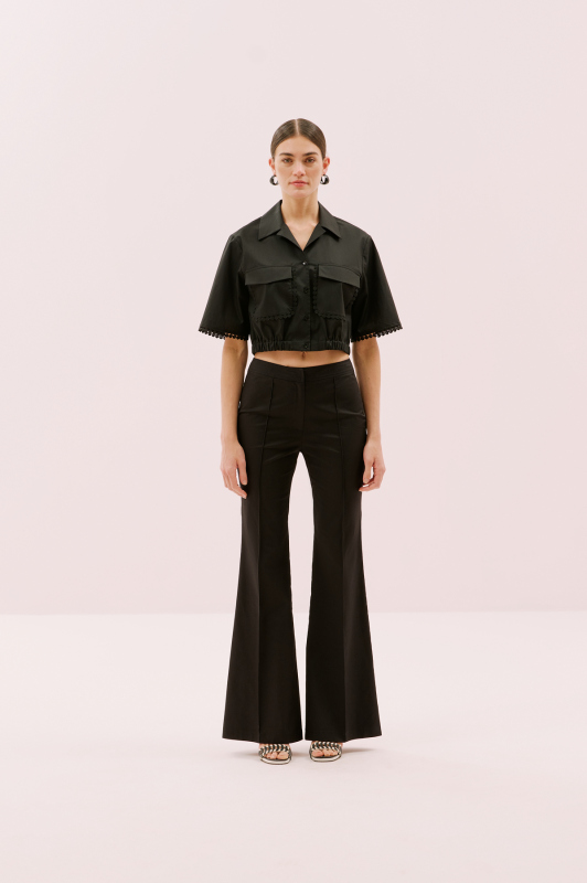 İspanyol Paça Pantolon Siyah - 1