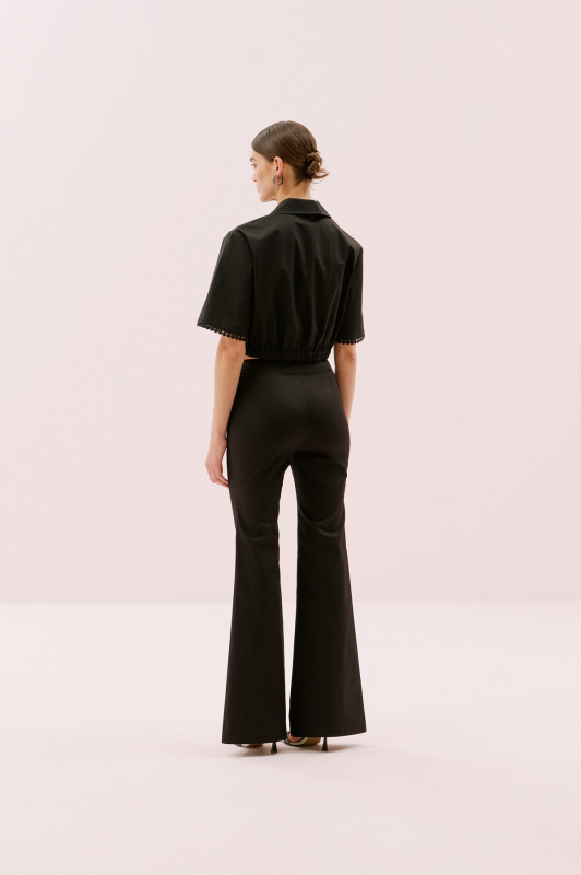 İspanyol Paça Pantolon Siyah - 2