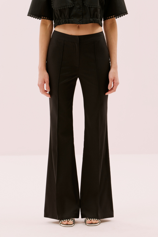 İspanyol Paça Pantolon Siyah - 4