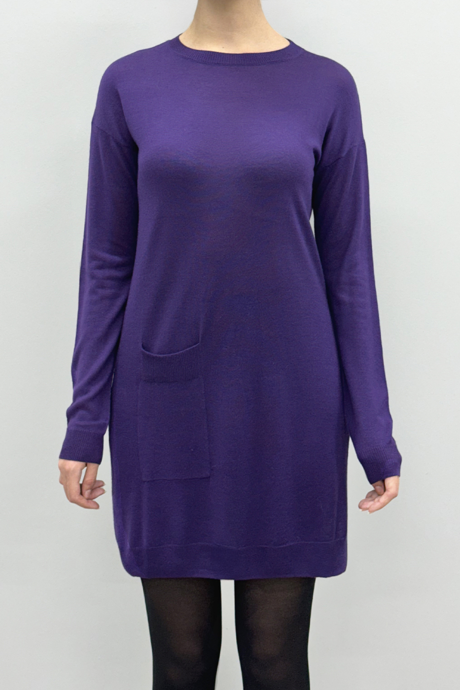 Bisiklet Yaka Triko Tunik Mor - 1