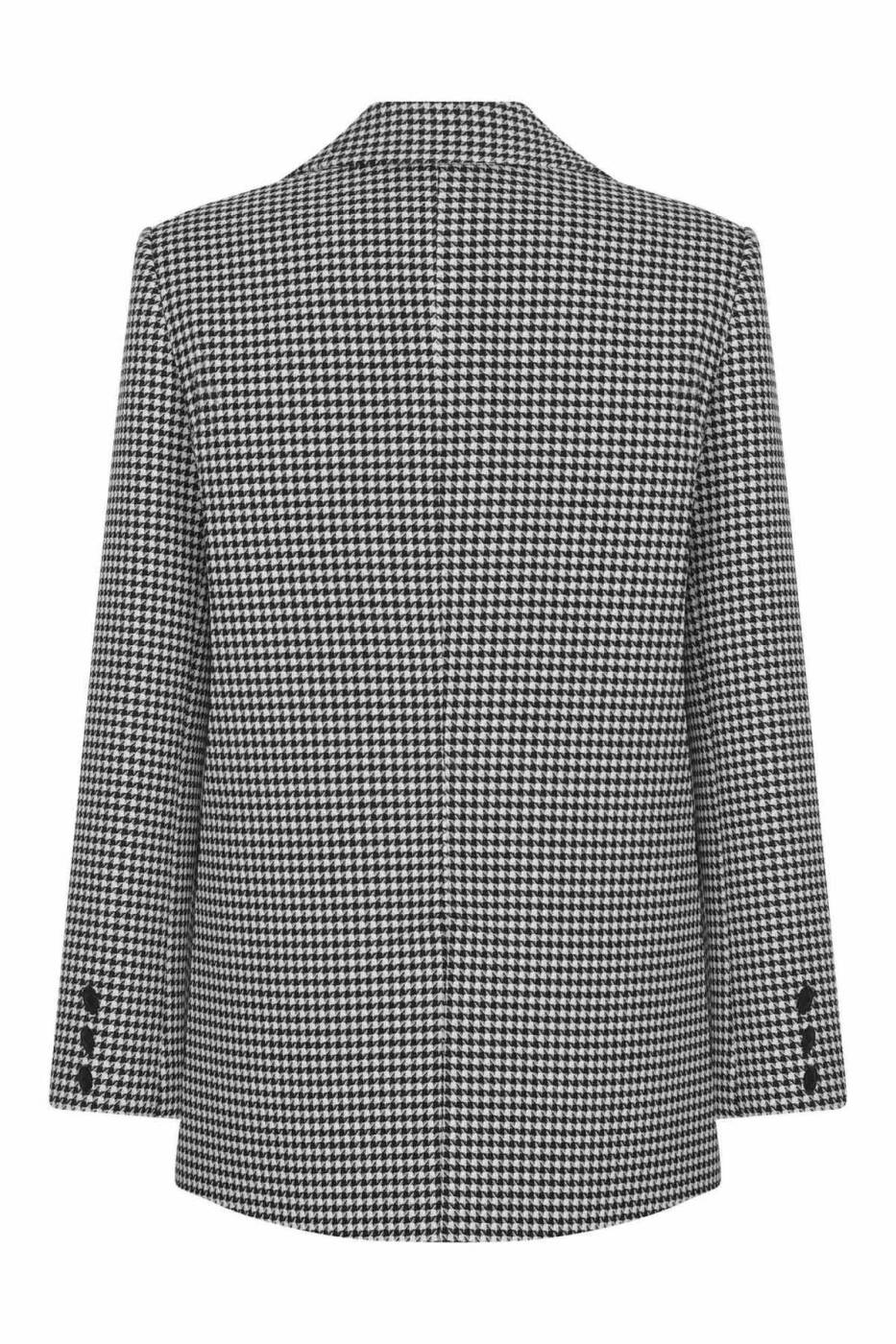 Blazer Tek Düğmeli Ceket Siyah-Beyaz - 5