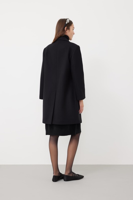 Düğmeli Yün Ceket Siyah - Roman (1)