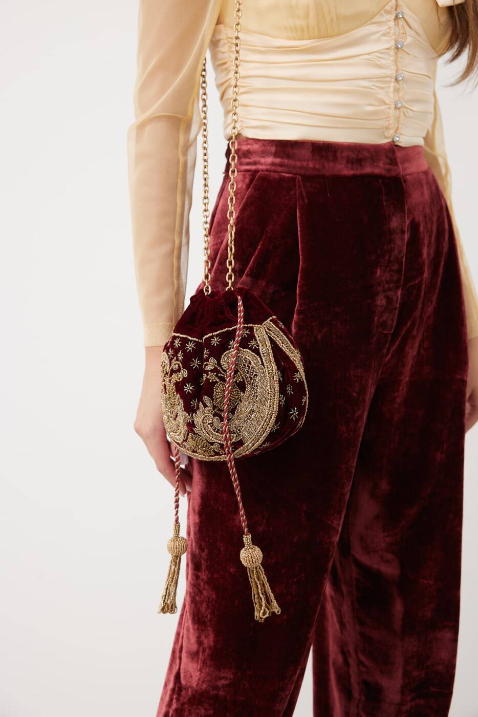 Embroidered Velvet Pouch Bag Original - 2