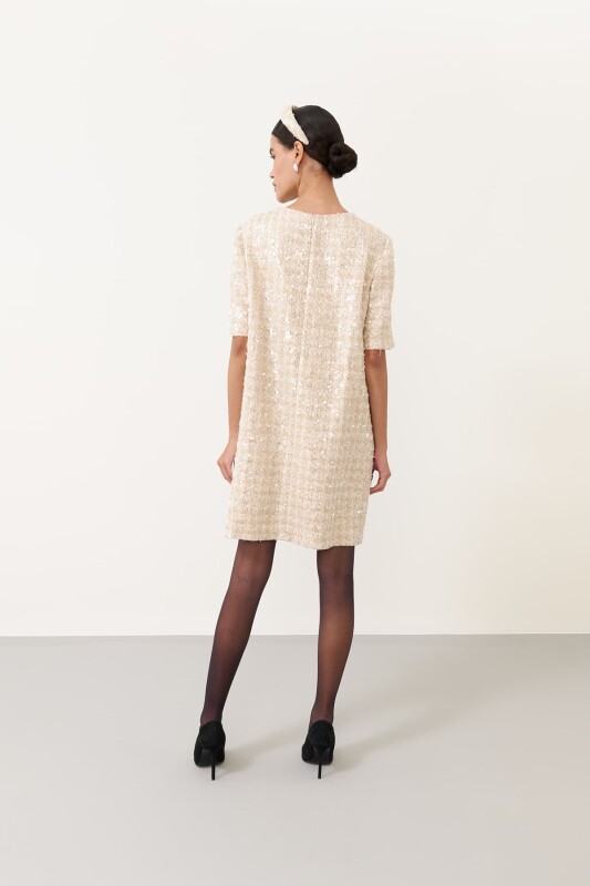 Bisiklet Yaka Elbise Bej - Roman (1)