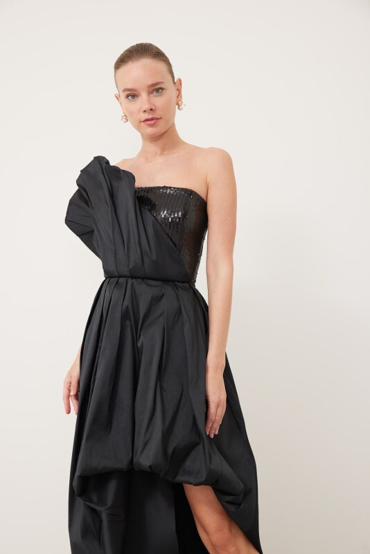 One Shoulder Dress Black - 5