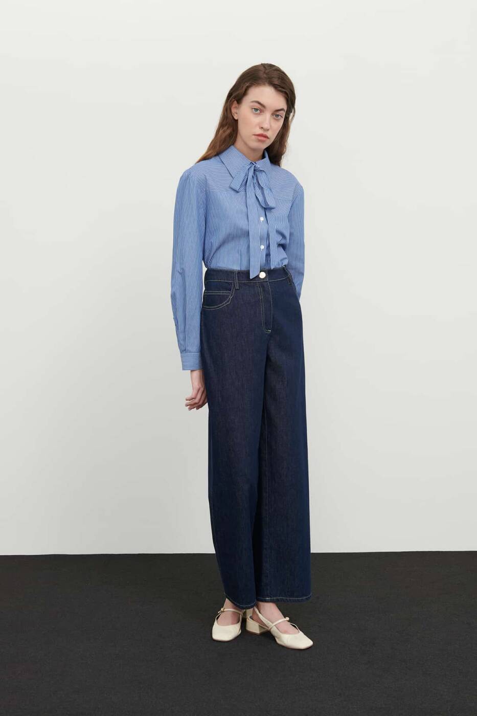 Geniş Paça Denim Pantolon Lacivert - 3