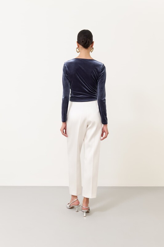 Double Breasted Velvet Blouse Grey - Roman (1)