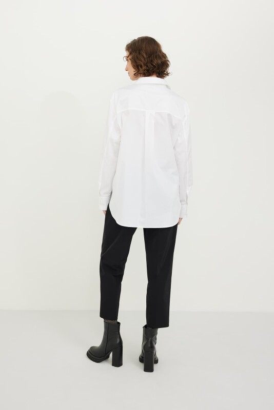 Boyfriend Lycre Poplin Gömlek Beyaz - Roman (1)