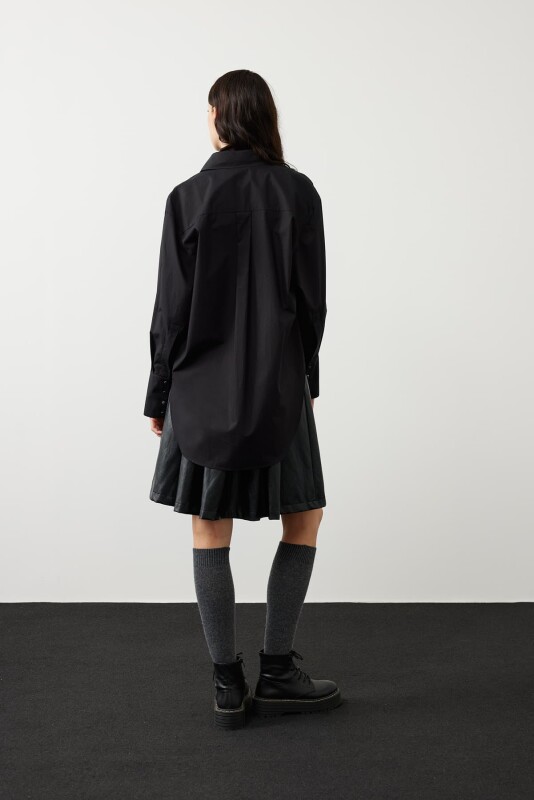 Poplin Boyfriend Gömlek Siyah - Roman (1)