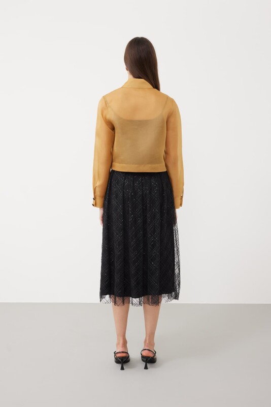 Black Pearl Buttoned Crepe Shirt Camel - Roman (1)