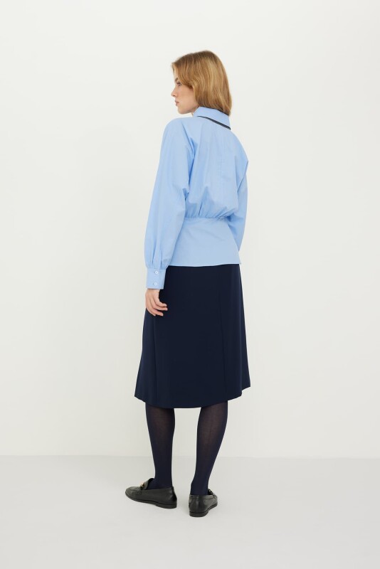 Bele Oturan Poplin Gömlek Mavi - Roman (1)