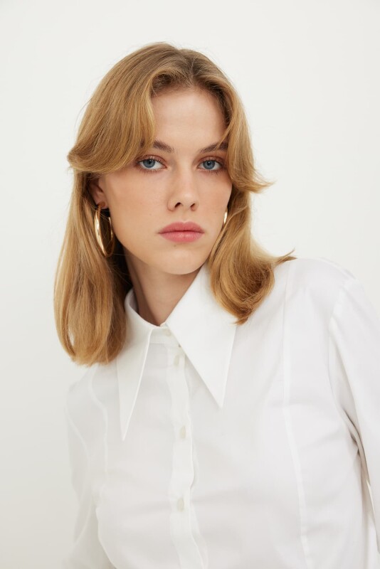 Fitted Poplin Shirt White - 3