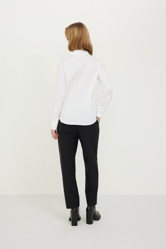 Bele Oturan Poplin Gömlek Beyaz - Roman (1)