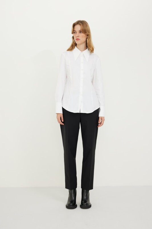 Fitted Poplin Shirt White - 4