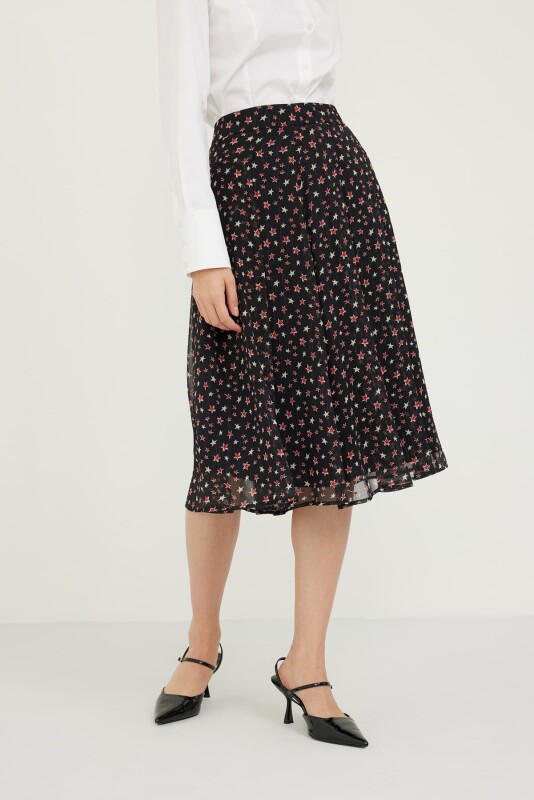 Star Patterned Pleated Chiffon Skirt Original - 3