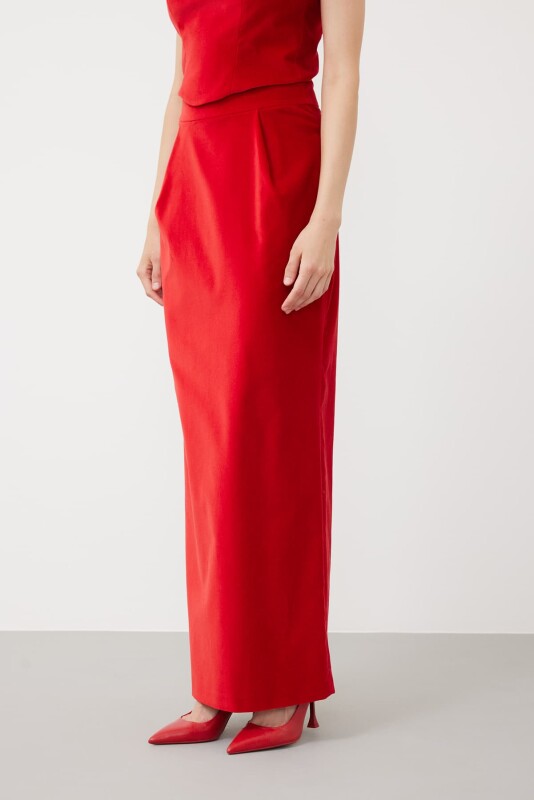 Velvet Maxi Skirt Red - 3