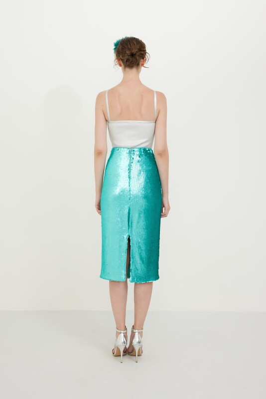 Payetli Tüp Etek Mint - Roman (1)