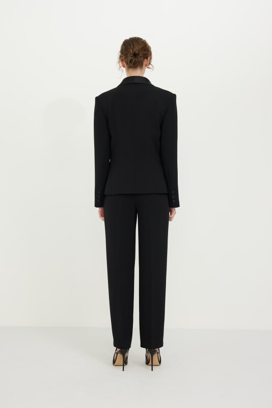 Saten Yakalı Smokin Crep Ceket Siyah - Roman (1)