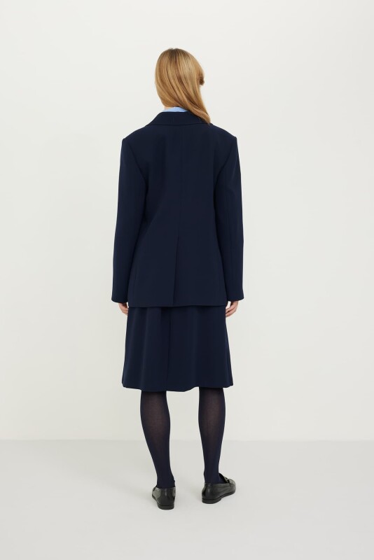 Erkek Yaka Klasik 2 Düğmeli Ceket Lacivert - 2