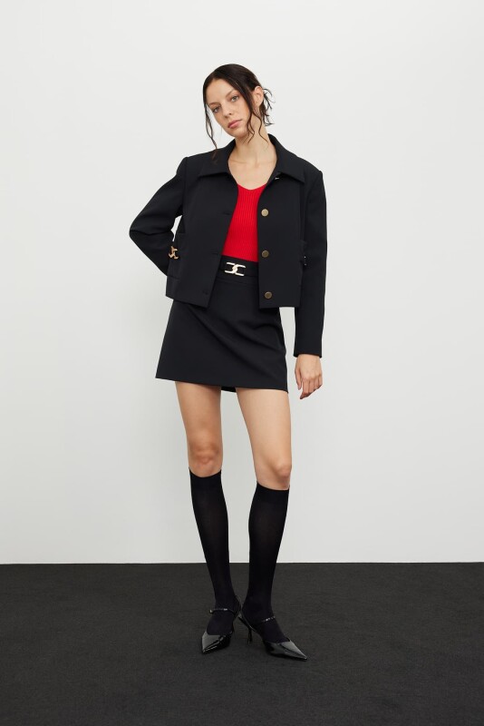 Jacket with Gold Accessories Black - 3