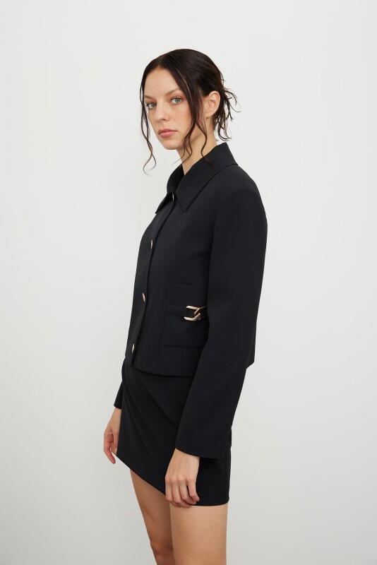Jacket with Gold Accessories Black - 5