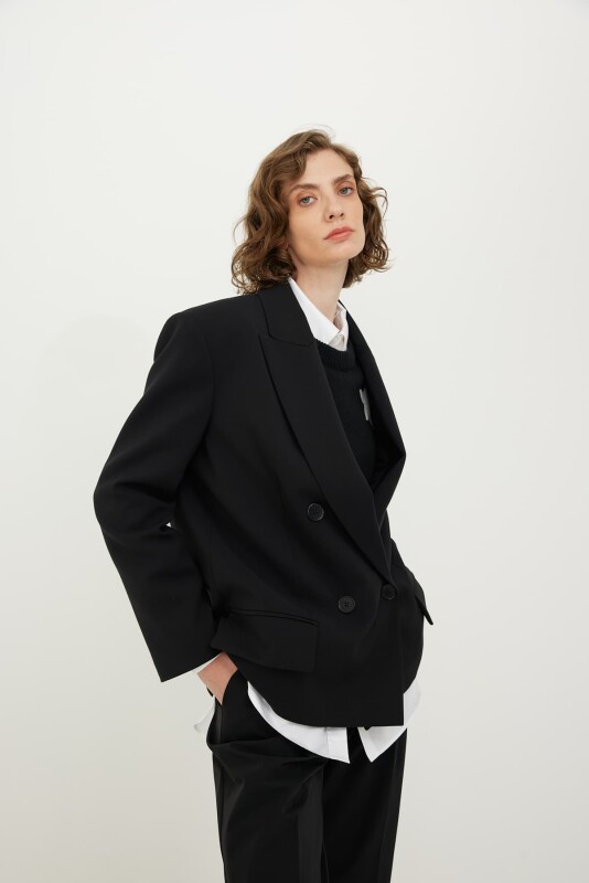 Double Breasted Jacket Black - 4