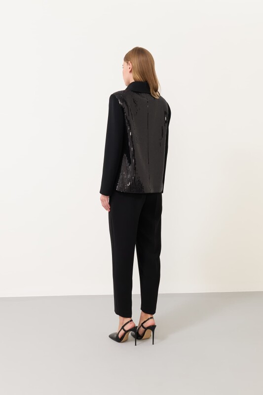 Gül Broş Detaylı Ceket Siyah - Roman (1)