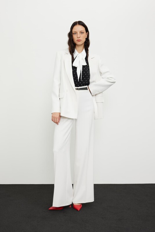 Crep Kruvaze Ceket Ekru - 4