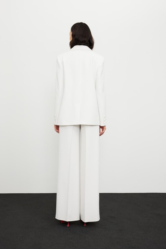 Crep Kruvaze Ceket Ekru - 2