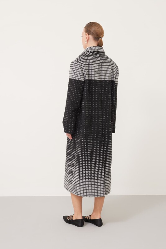 Düğmeli Yün Kaban Siyah-Füme - Roman (1)