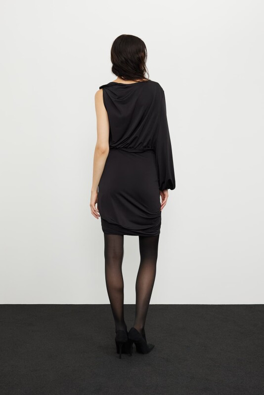 Tek Kol Örme Bluz Siyah - Roman (1)