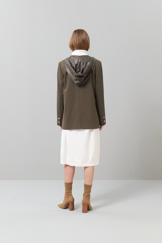 Kapüşonlu Örme Ceket Haki - Roman (1)