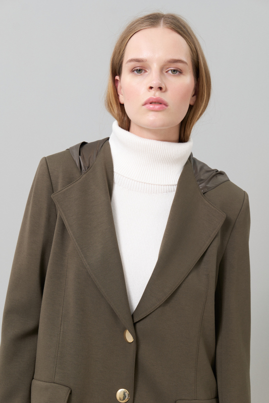 Hooded Knitted Jacket Khaki - 3